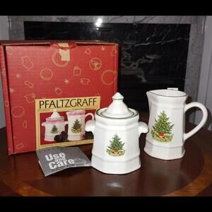 Pfaltzgraff Christmas Heritage Sugar and Creamer Set New in Box Vintage